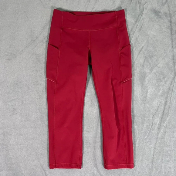 Lululemon Speed Up Tight 21" Crop Size 2 Sport Red zippered pockets reflective - Picture 3 of 9